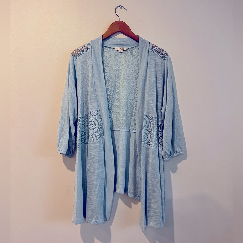 Woodstock light aqua lace cardigan S/M